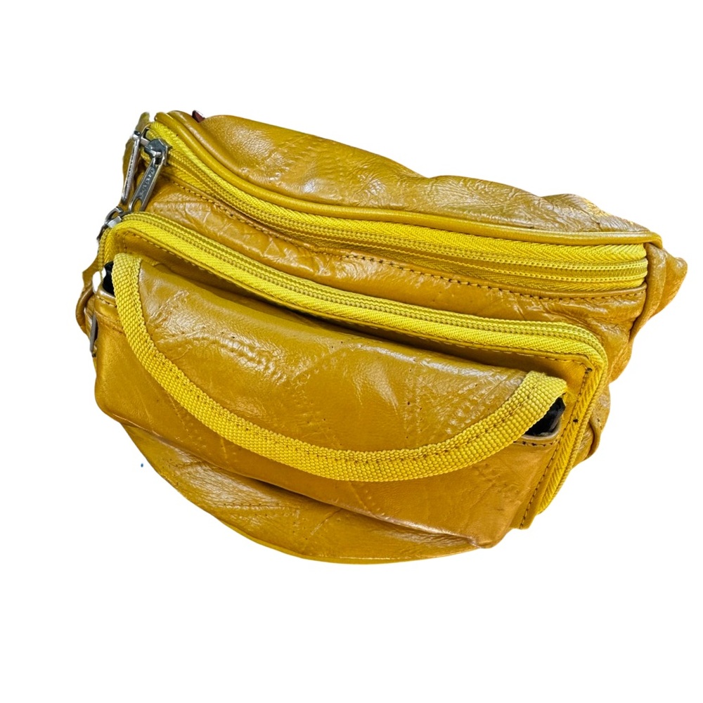 Faux Leather Patched Fanny Pack - Yellow